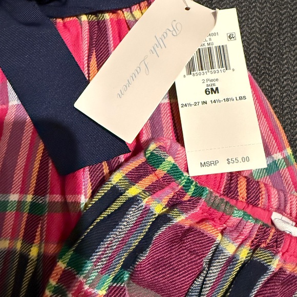 NWT Polo Ralph Lauren Baby Girl's Pink Plaid Dress Sz 6M - Picture 3 of 8